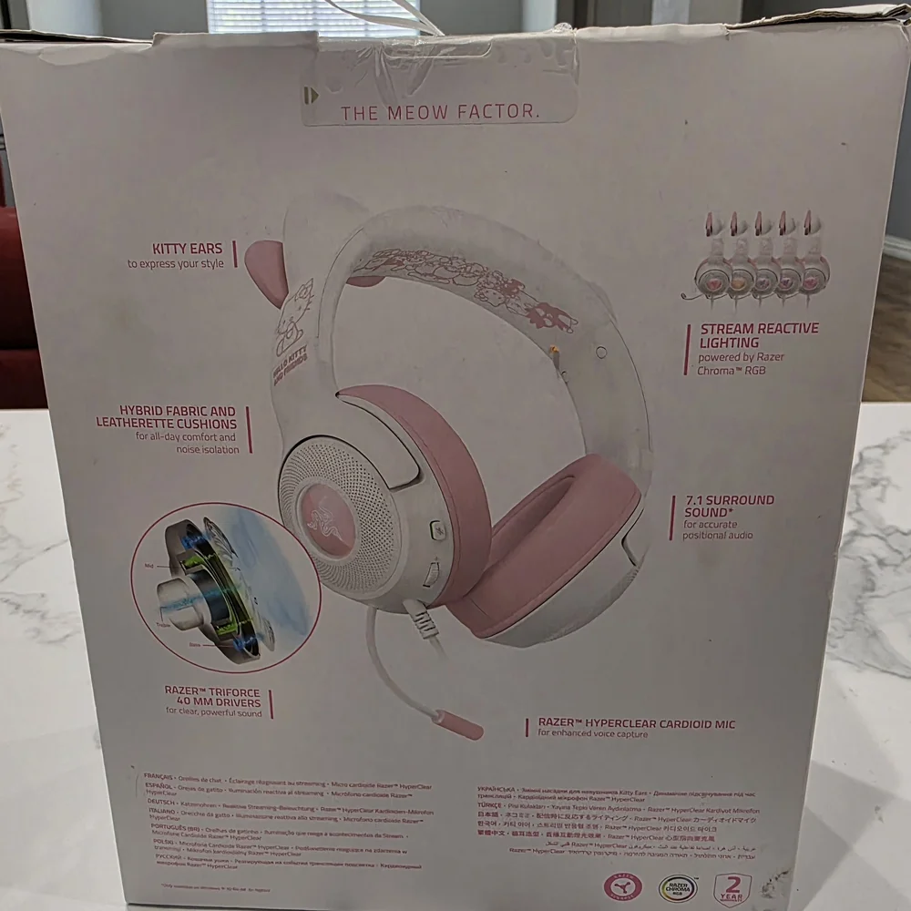 Razer Kraken Kitty V2 Hello Kitty Pink & White Gaming Headset